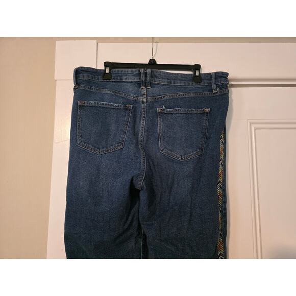 Knox Rose Mid Rise Straight Jeans Size 14W Embroidered Tuxedo Stripe Tapered - Picture 5 of 8